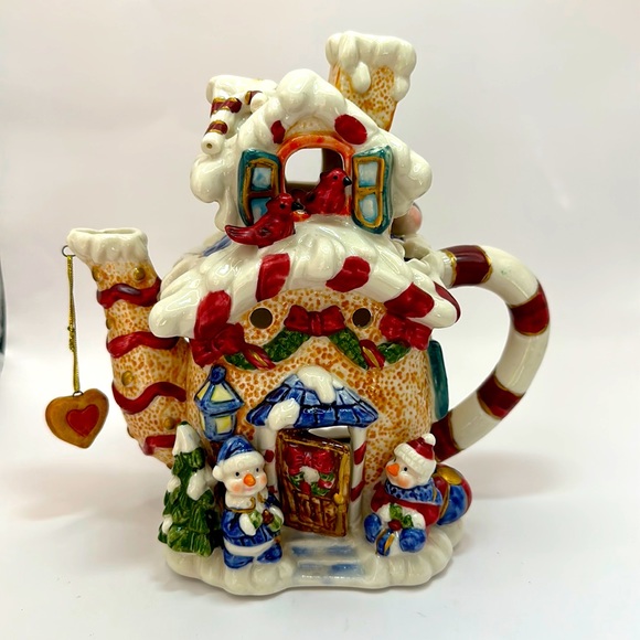 Christmas Tea-light Candle Warmer / Oil Burner Candle Holder Decor Teapot 7.5” - Picture 1 of 6